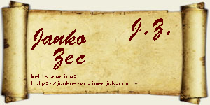 Janko Zec vizit kartica